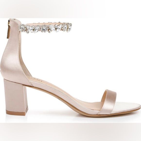 NWOT Jewel Badgley Mischka Catalina Champagne Ankle Strap Sandal - Size 7 - Picture 2 of 14